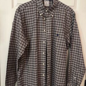 Brooks Brothers Brown and White Plaid Button Down Shirt